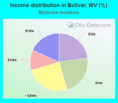 Income distribution in Bolivar, WV (%)