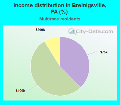 Income distribution in Breinigsville, PA (%)