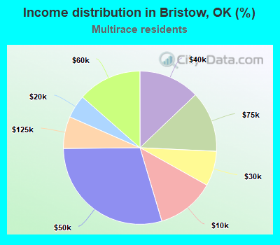 Income distribution in Bristow, OK (%)