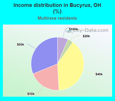 Income distribution in Bucyrus, OH (%)