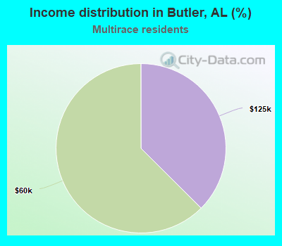Income distribution in Butler, AL (%)