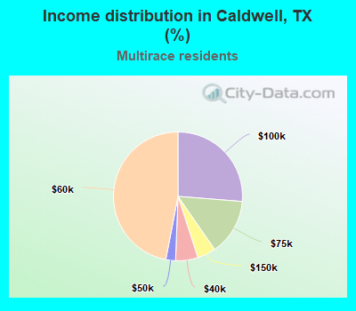 Income distribution in Caldwell, TX (%)