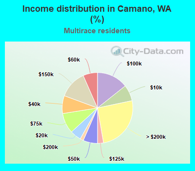 Income distribution in Camano, WA (%)