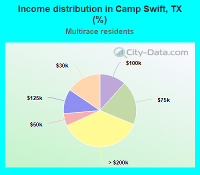 Income distribution in Camp Swift, TX (%)
