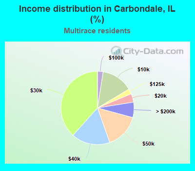 Income distribution in Carbondale, IL (%)