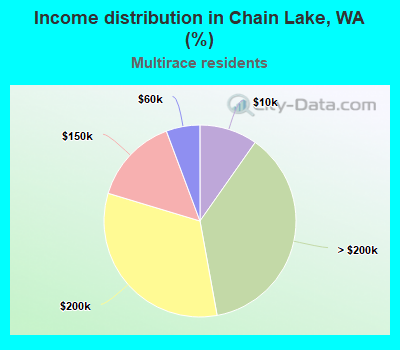 Income distribution in Chain Lake, WA (%)