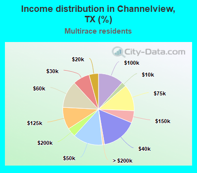 Income distribution in Channelview, TX (%)