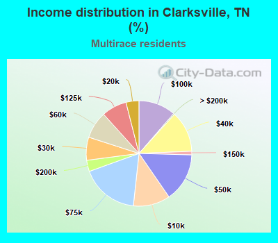 Income distribution in Clarksville, TN (%)