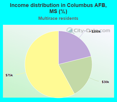 Income distribution in Columbus AFB, MS (%)