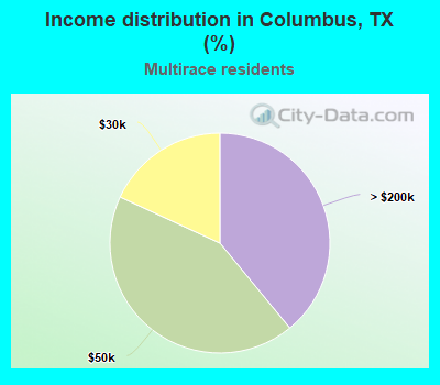 Income distribution in Columbus, TX (%)
