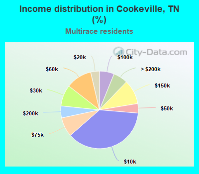 Income distribution in Cookeville, TN (%)