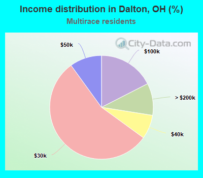 Income distribution in Dalton, OH (%)