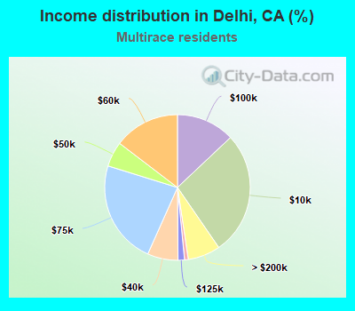 Income distribution in Delhi, CA (%)