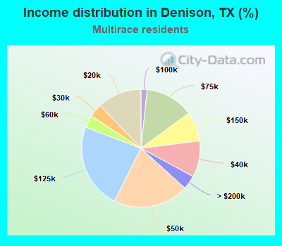 Income distribution in Denison, TX (%)