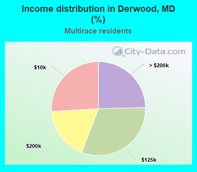 Income distribution in Derwood, MD (%)
