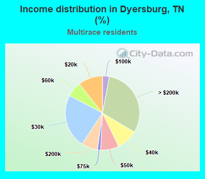 Income distribution in Dyersburg, TN (%)