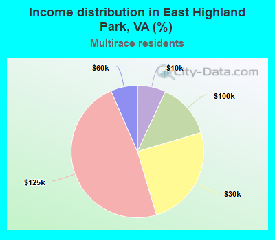 Income distribution in East Highland Park, VA (%)