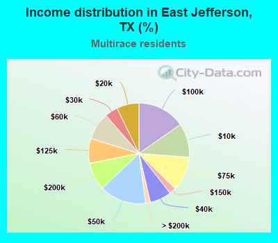 Income distribution in East Jefferson, TX (%)