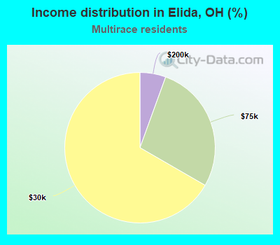 Income distribution in Elida, OH (%)