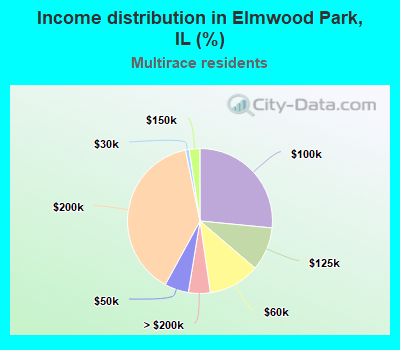 Income distribution in Elmwood Park, IL (%)