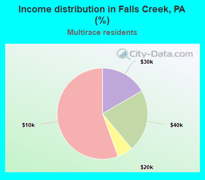 Income distribution in Falls Creek, PA (%)