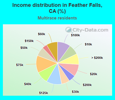 Income distribution in Feather Falls, CA (%)