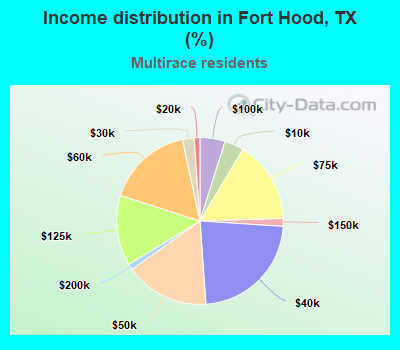 Income distribution in Fort Hood, TX (%)