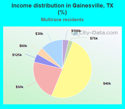Income distribution in Gainesville, TX (%)