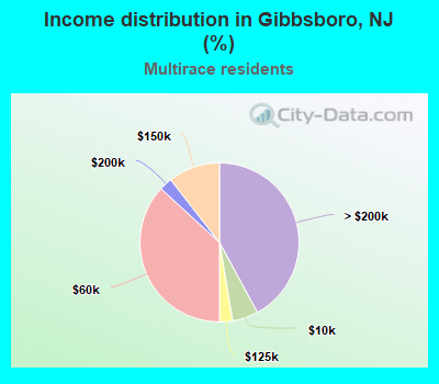 Income distribution in Gibbsboro, NJ (%)