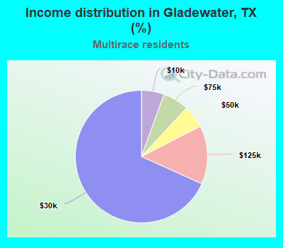 Income distribution in Gladewater, TX (%)