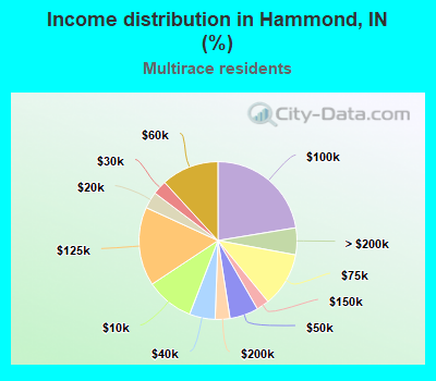 Income distribution in Hammond, IN (%)