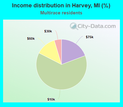 Income distribution in Harvey, MI (%)