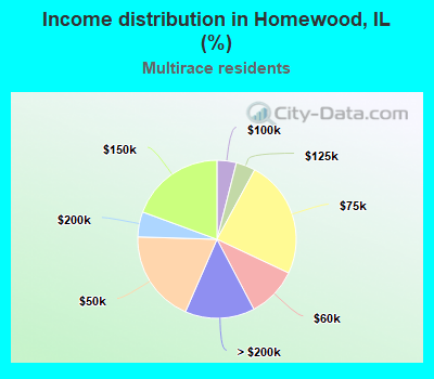 Income distribution in Homewood, IL (%)