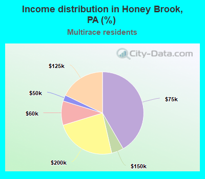 Income distribution in Honey Brook, PA (%)