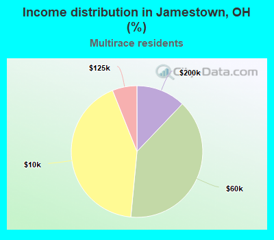 Income distribution in Jamestown, OH (%)