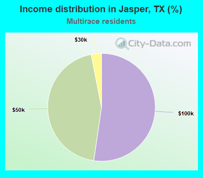Income distribution in Jasper, TX (%)