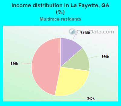Income distribution in La Fayette, GA (%)