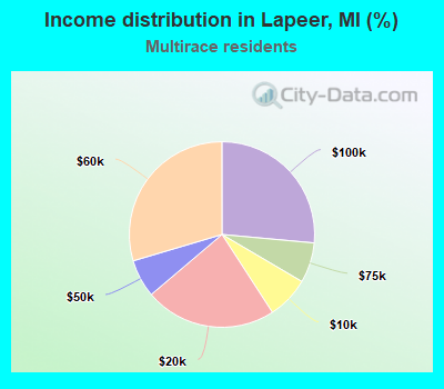 Income distribution in Lapeer, MI (%)