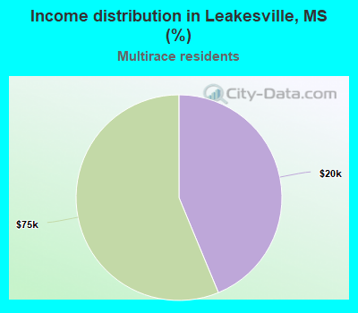 Income distribution in Leakesville, MS (%)