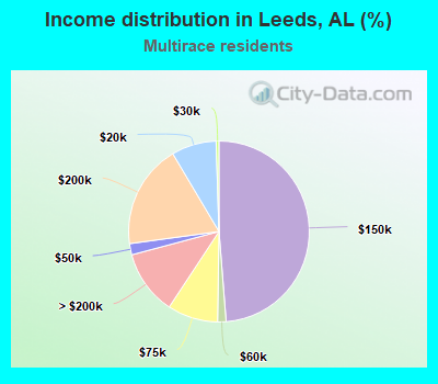 Income distribution in Leeds, AL (%)