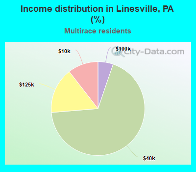 Income distribution in Linesville, PA (%)