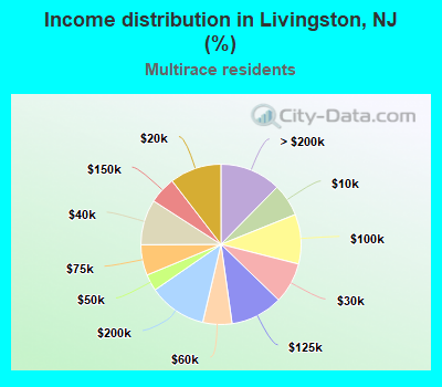 Income distribution in Livingston, NJ (%)