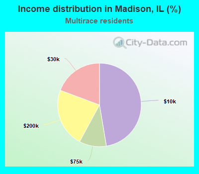 Income distribution in Madison, IL (%)