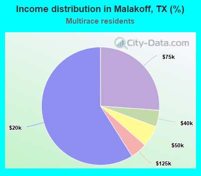 Income distribution in Malakoff, TX (%)