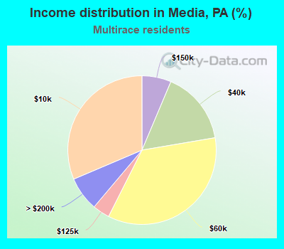 Income distribution in Media, PA (%)