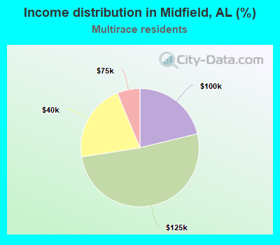 Income distribution in Midfield, AL (%)