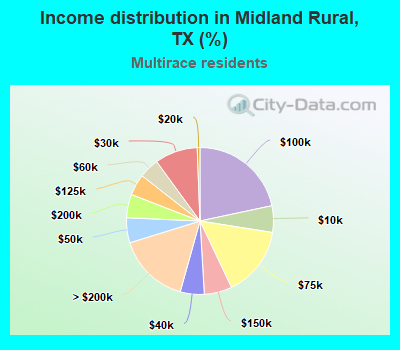Income distribution in Midland Rural, TX (%)