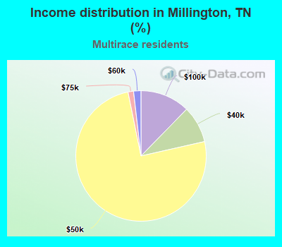 Income distribution in Millington, TN (%)