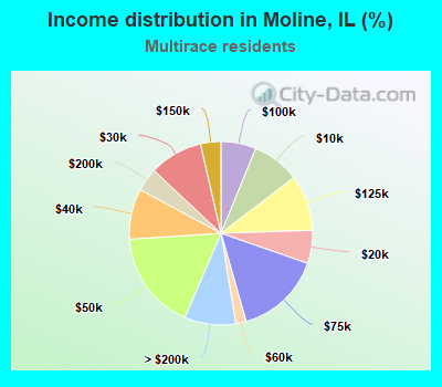 Income distribution in Moline, IL (%)