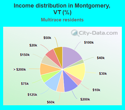 Income distribution in Montgomery, VT (%)